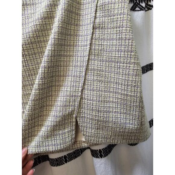 NWT WAYF light green glittery tweed corset style crop top miniskirt set large - Picture 6 of 12